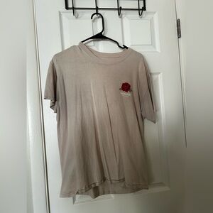Beige T-Shirt with Rose Embroidery